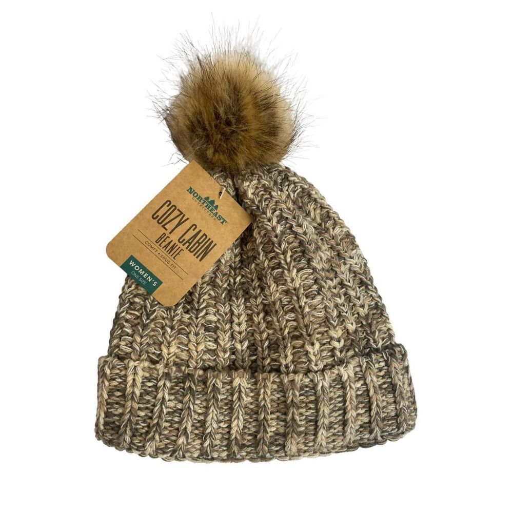 Cozy Cabin tan beanie hat NWT
